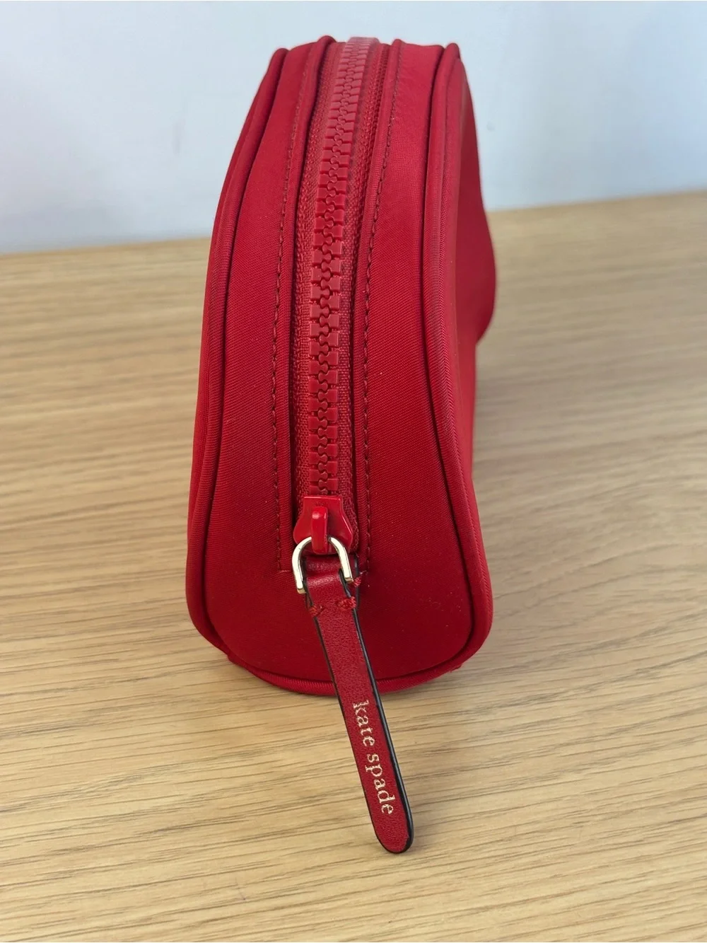 Kate Spade Jae Small Red Nylon Cosmetic Zip Pouch